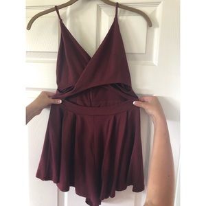 Burgundy romper with cross front!